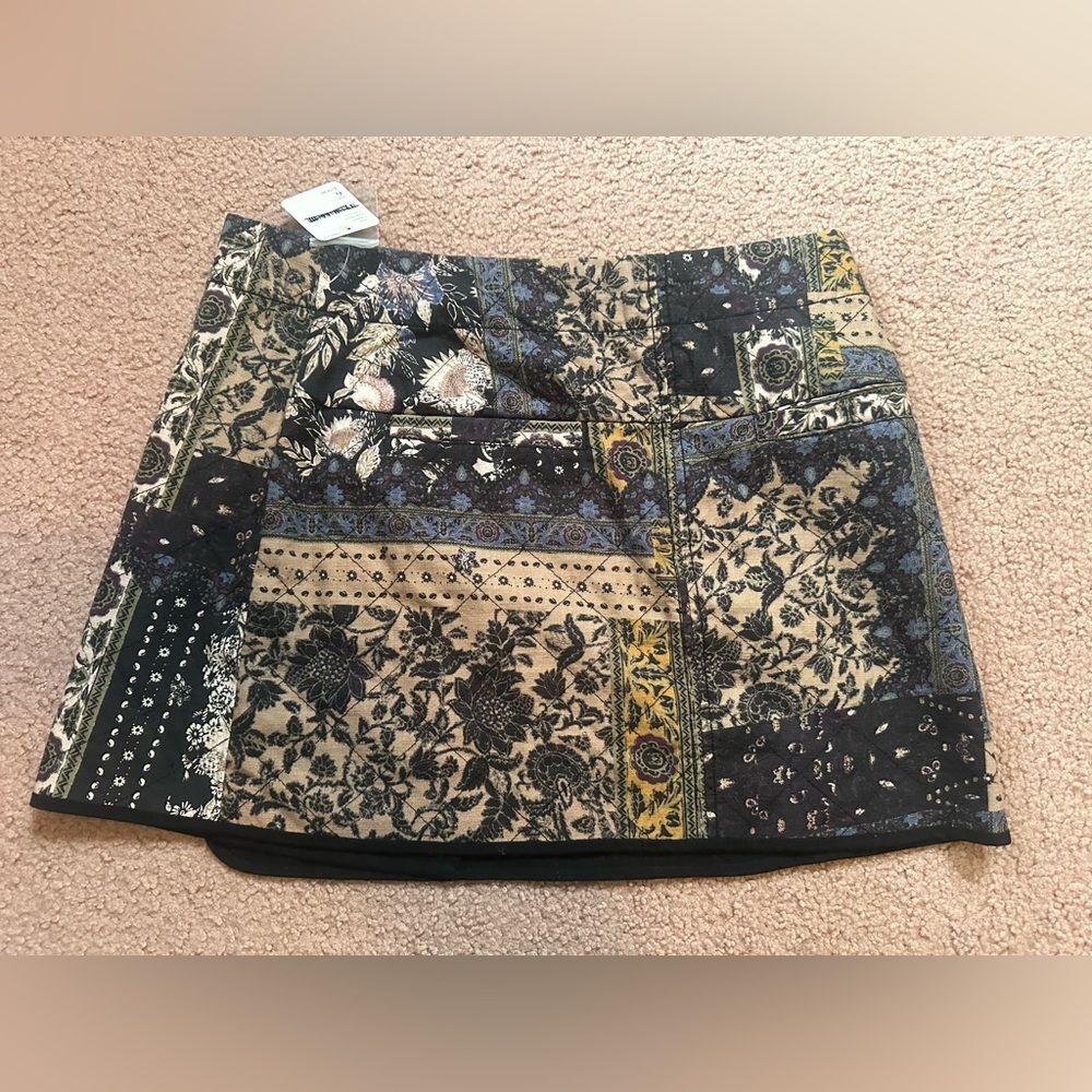 NWT Free People Mad Love Bohemian Black and Quilted Wrap Skirt $128 MSRP - Picture 4 of 10